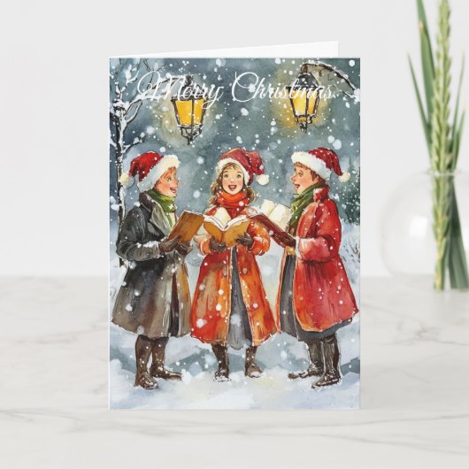Kerstliedjeszangers Feestdagen Kaart (Voorkant)