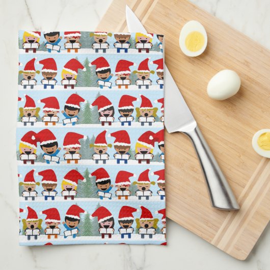 Kerstliedjeszangers Kerstmis Theedoek (Quarter Fold)