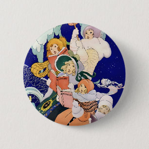 Kerstliedjeszangers uit het verleden onder de ster ronde button 5,7 cm