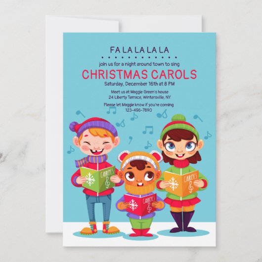 Kerstliedjeszangers Uitnodiging (Voorkant)