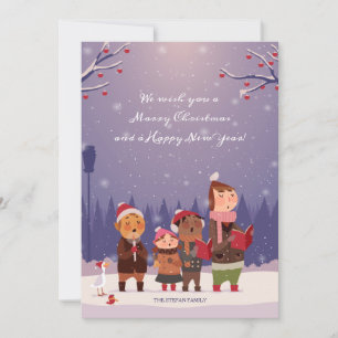 Kerstliedjeszingen Vakantiewenskaart Feestdagenkaart