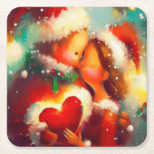 Kerstliefde 3 kartonnen onderzetters (Voorkant)