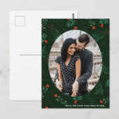 Kerstliefde Couple Foto Chic Green Mistletoe Briefkaart (Voorkant / Achterkant)