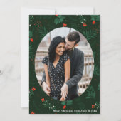 Kerstliefde Couple Foto Green Mistletoe Leaf Feestdagenkaart (Voorkant)