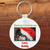 Kerstliefde Dog Cat Dad Pet Photo Sleutelhanger (Voorkant)