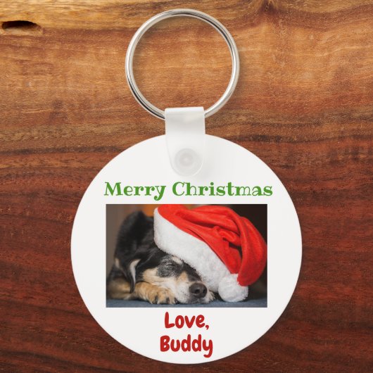Kerstliefde Dog Cat Dad Pet Photo Sleutelhanger (Voorkant)