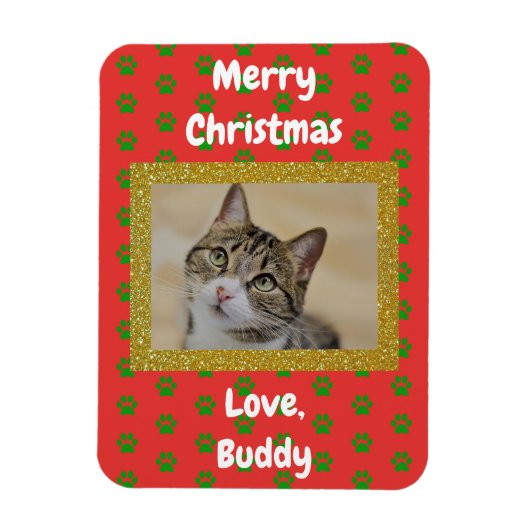 Kerstliefde Dog Cat mam Papa Pet Foto Magneet (Verticaal)