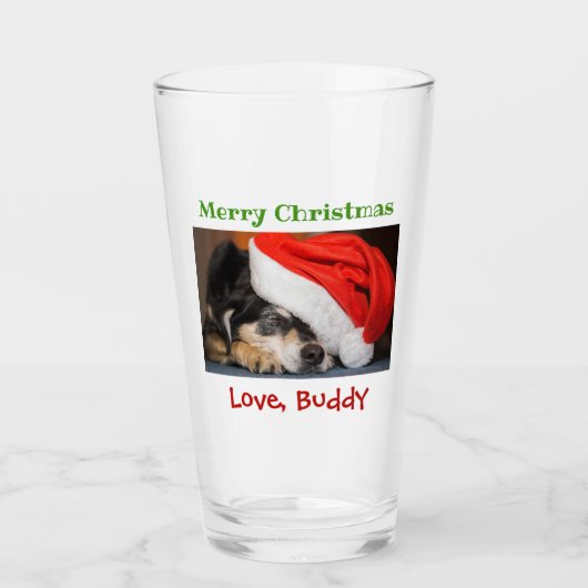 Kerstliefde Dog Papa Pet Foto Beer Pint Glas (Voorkant)