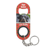 Kerstliefde Dog Papa Pet Foto Mini Flessenopener (Achterkant)