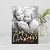 Kerstliefde feestdag Fotokaart Gold Feestdagenkaart (Staand voorkant)