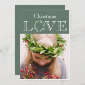 Kerstliefde Foto Eucalyptus Krans Feestdagenkaart (Voorkant / Achterkant)