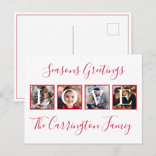 Kerstliefde Foto kerstfeestdag Briefkaart (Voorkant / Achterkant)