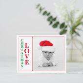 Kerstliefde Foto Red Green Typography Holiday Briefkaart (Staand voorkant)