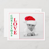 Kerstliefde Foto Red Green Typography Holiday Briefkaart (Voorkant / Achterkant)