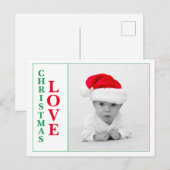Kerstliefde Foto Red Green Typography Holiday Briefkaart (Voorkant / Achterkant)