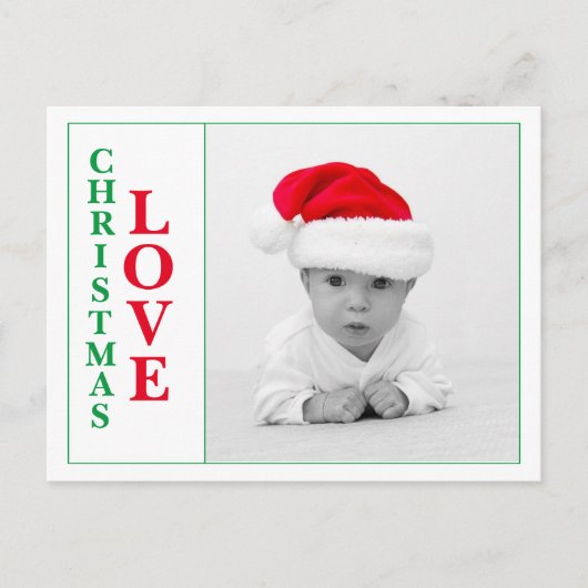 Kerstliefde Foto Red Green Typography Holiday Briefkaart (Voorkant)