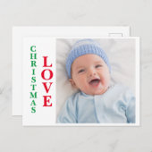 Kerstliefde Foto Red Green Typography Holiday Briefkaart (Voorkant / Achterkant)