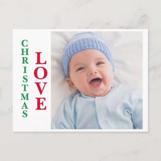 Kerstliefde Foto Red Green Typography Holiday Briefkaart (Voorkant)