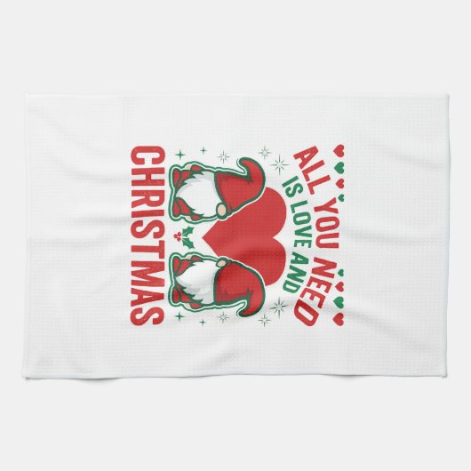 Kerstliefde Hart Kabouterontwerp Sinterklaas Theedoek (Horizontaal)