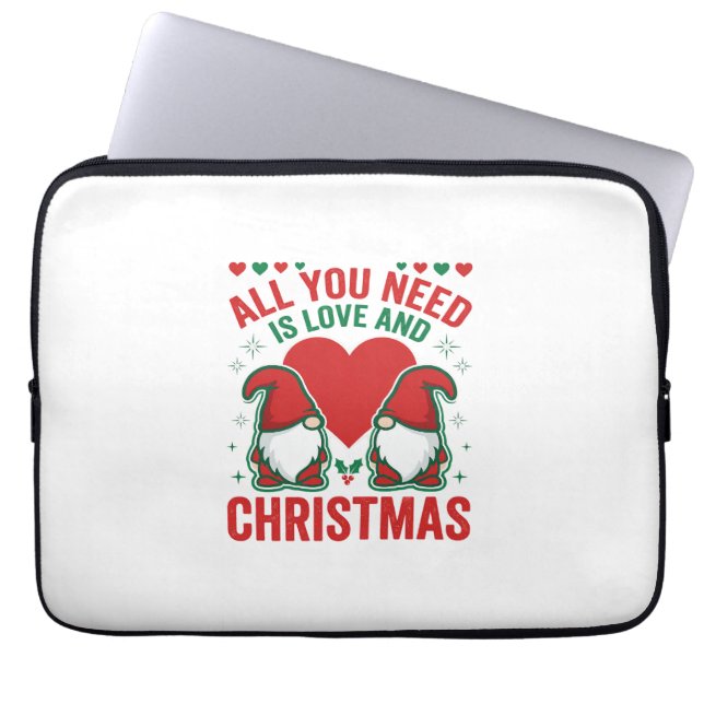 Kerstliefde Hart Kabouterontwerp voor Kerstman Laptop Sleeve (Voorkant)