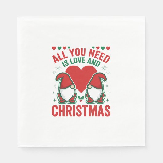 Kerstliefde Hart Kabouterontwerp voor Kerstman Servet (Voorkant)