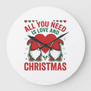 Kerstliefde Hart Kerstman Gnome-ontwerp Grote Klok