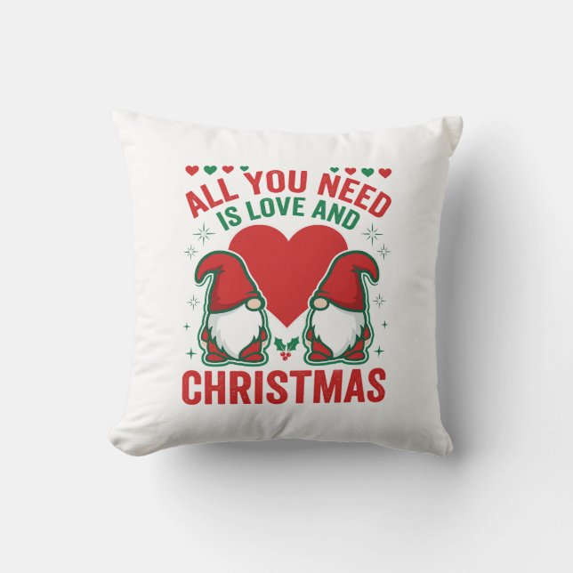 Kerstliefde Hart Kerstman Gnome-ontwerp Kussen (Voorkant)