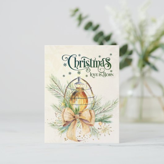 Kerstliefde is geboren John 3:16 Briefkaart (Staand voorkant)
