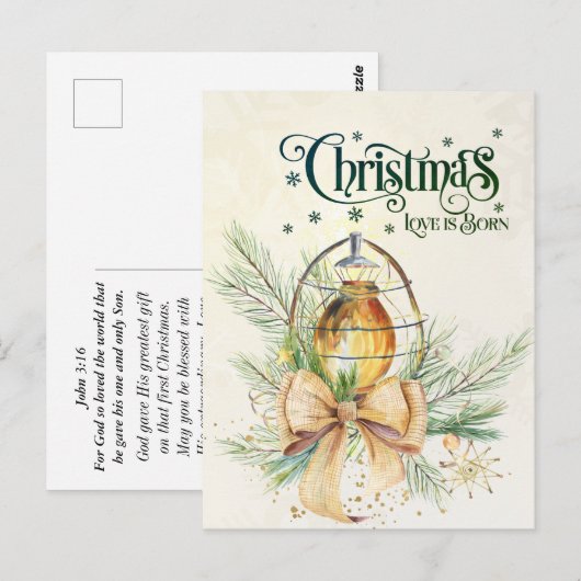 Kerstliefde is geboren John 3:16 Briefkaart (Voorkant / Achterkant)
