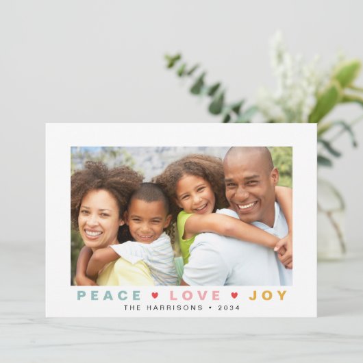 Kerstliefde Joy Foto Feestdagenkaart (Staand voorkant)