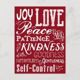 Kerstliefde Joy Fruit of the Spirit Typografie Feestdagenkaart