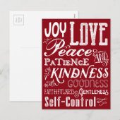 Kerstliefde Joy Fruit of the Spirit Typografie Feestdagenkaart (Voorkant / Achterkant)
