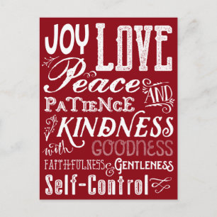 Kerstliefde Joy Fruit of the Spirit Typografie Feestdagenkaart