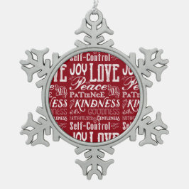 Kerstliefde Joy Fruit of the Spirit Typografie Tin Sneeuwvlok Ornament