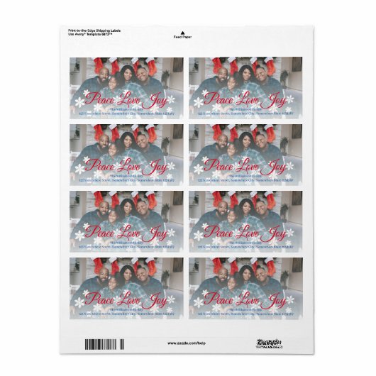 Kerstliefde Joy Red Script Uw foto Etiket (Full Sheet)