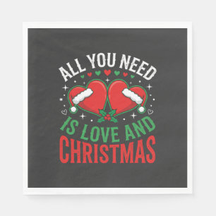 Kerstliefde Kerstman Hoed Typografie Servet