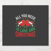 Kerstliefde Kerstman Hoed Typografie Sparkling Wijnetiket (Enkel label)