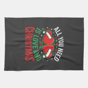 Kerstliefde Kerstman Hoed Typografie Theedoek