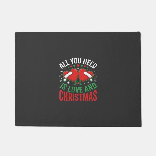 Kerstliefde Kerstmannenhoed Typografie Deurmat (Voorkant)