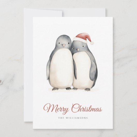 Kerstliefde Pinguïns Feestdagenkaart (Voorkant)