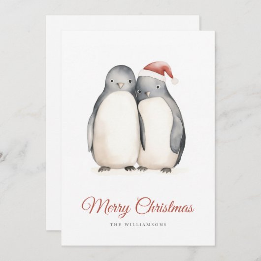 Kerstliefde Pinguïns Feestdagenkaart (Voorkant / Achterkant)