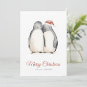 Kerstliefde Pinguïns Feestdagenkaart (Staand voorkant)