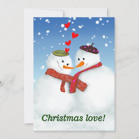 Kerstliefde sneeuwpop feestdagenkaart (Voorkant)