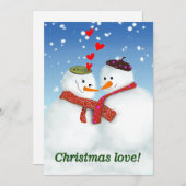Kerstliefde sneeuwpop feestdagenkaart (Voorkant / Achterkant)