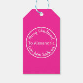 Kerstliefde van de Kerstman Roze Personalised Cadeaulabel (Voorkant)