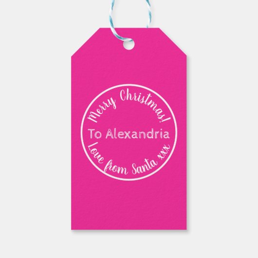 Kerstliefde van de Kerstman Roze Personalised Cadeaulabel (Achterkant)