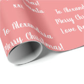 Kerstliefde van Santa gepersonaliseerd koraal roze Cadeaupapier (Rol Hoek)