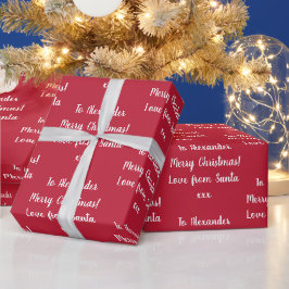 Kerstliefde van Santa gepersonaliseerd rood Cadeaupapier