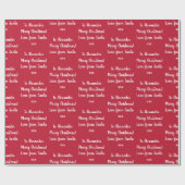 Kerstliefde van Santa gepersonaliseerd rood Cadeaupapier (Vlak)