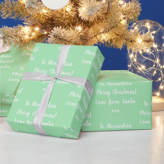 Kerstliefde van Santa Mint Green Cadeaupapier (Feestdagen)